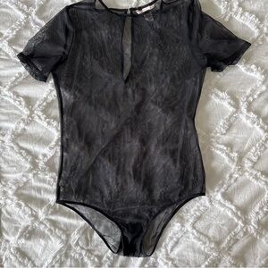 Victoria Secret sheer black bodysuit crewneck